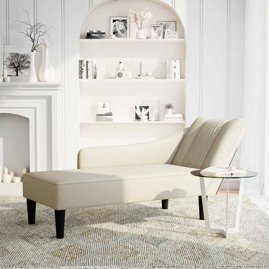 Chaise-longue com apoio de braço direito veludo creme