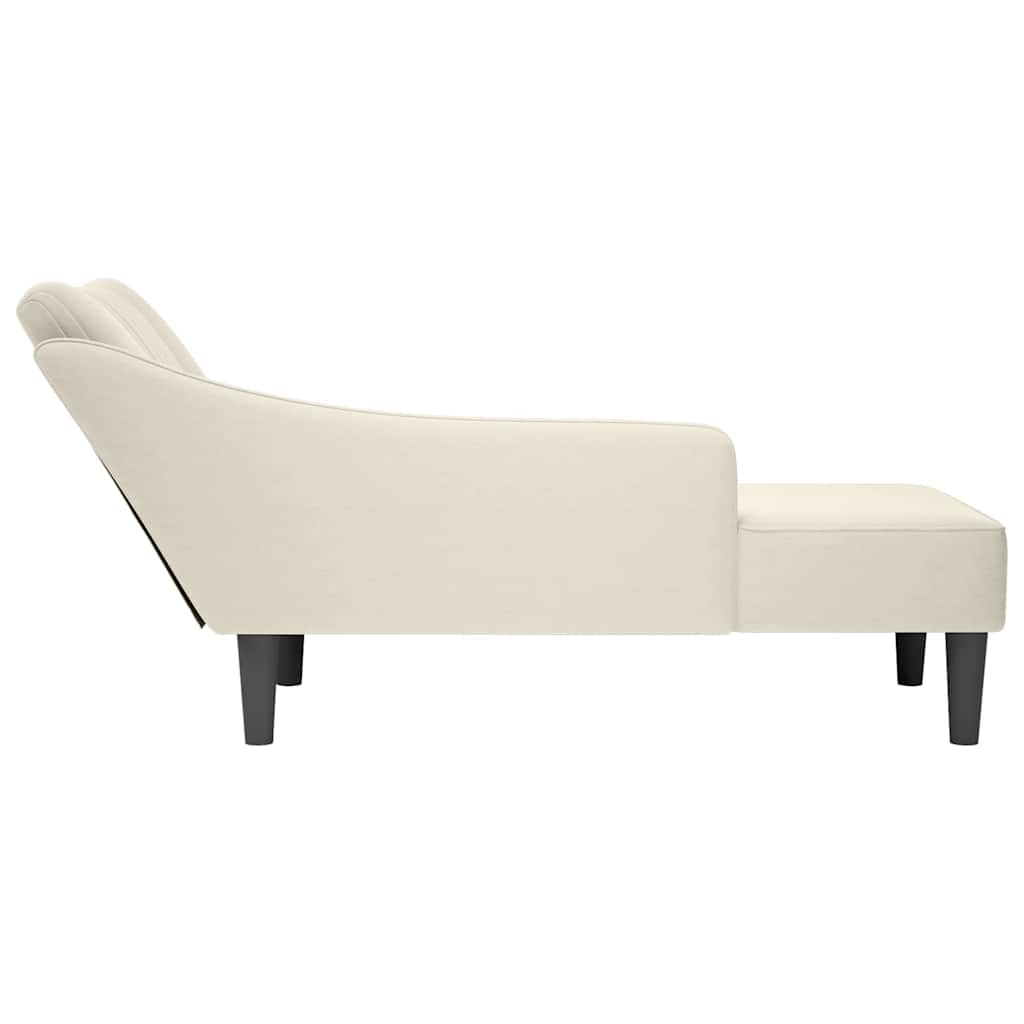 Chaise-longue com apoio de braço direito veludo creme