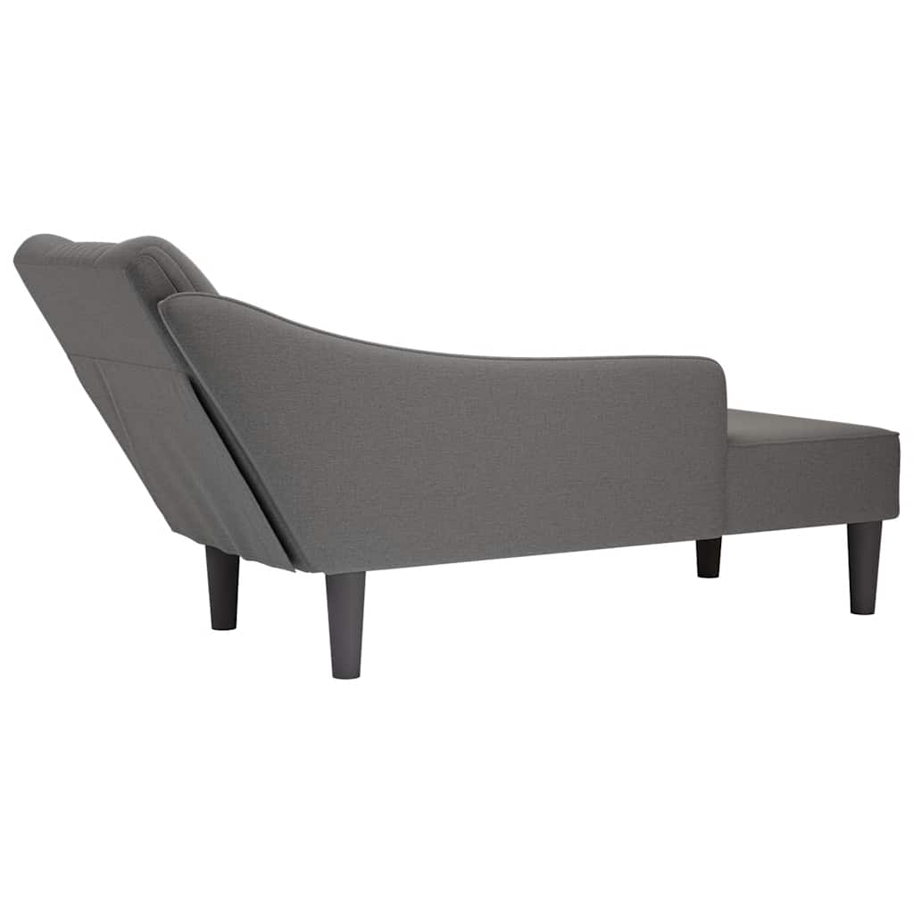 Chaise lounge com apoio de braço direito em tecido cinza escuro