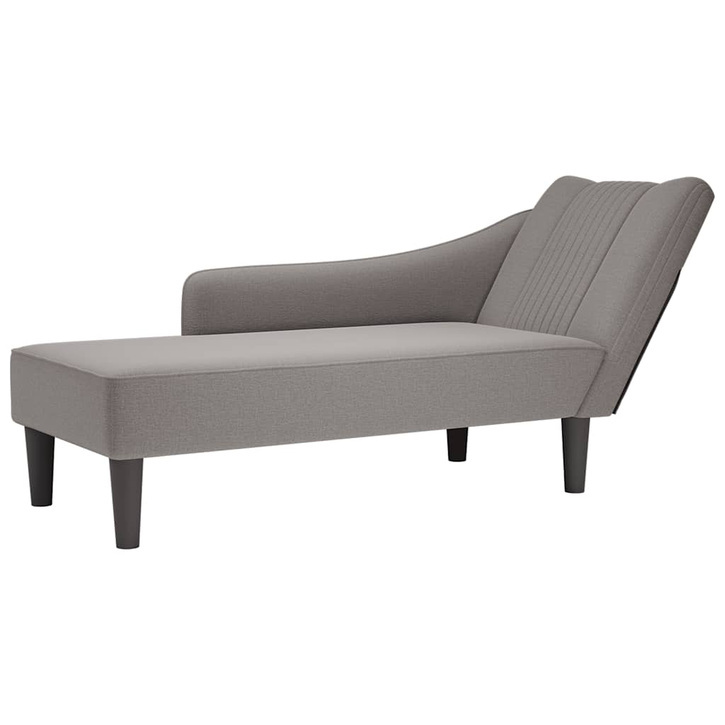 Chaise lounge com apoio de braço direito em tecido cinza