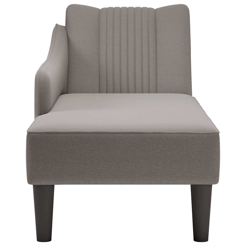 Chaise lounge com apoio de braço direito em tecido cinza