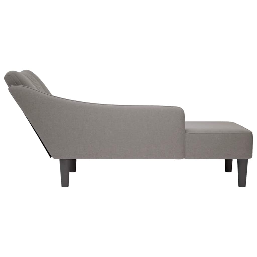 Chaise lounge com apoio de braço direito em tecido cinza