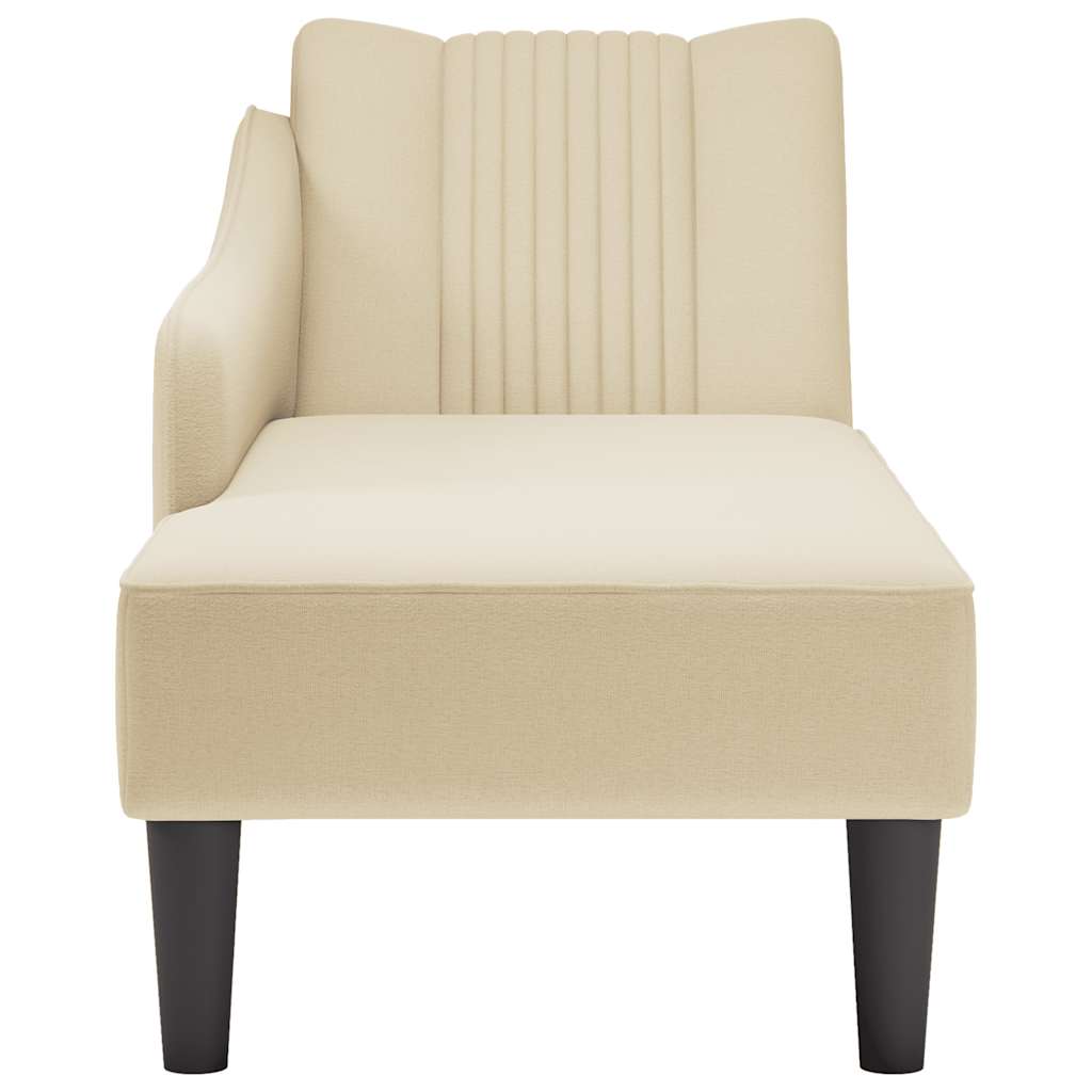 Chaise lounge com tecido creme para apoio de braço direito