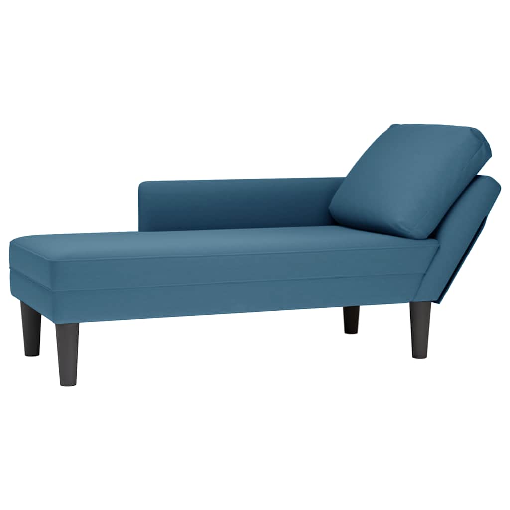 Chaise lounge c/ almofada/apoio de braços direito veludo azul