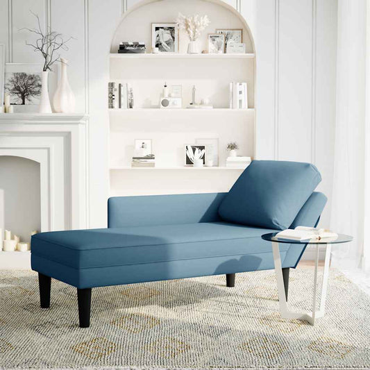Chaise lounge c/ almofada/apoio de braços direito veludo azul