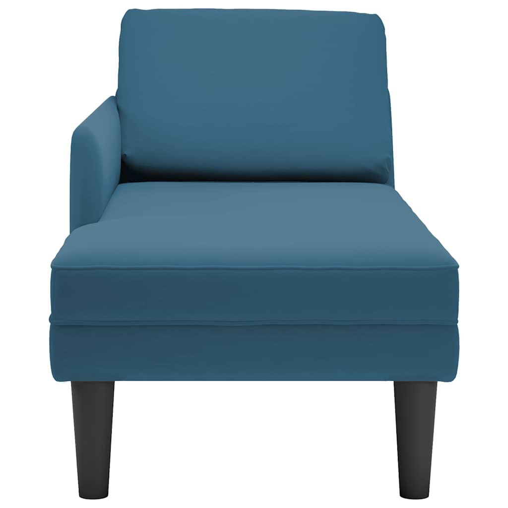 Chaise lounge c/ almofada/apoio de braços direito veludo azul