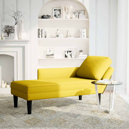Chaise lounge c/almofada/apoio de braços direito veludo amarelo