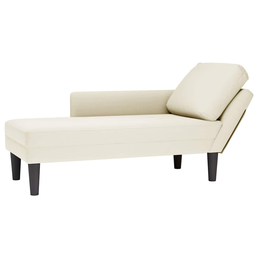 Chaise lounge c/ almofada/apoio de braços direito veludo creme