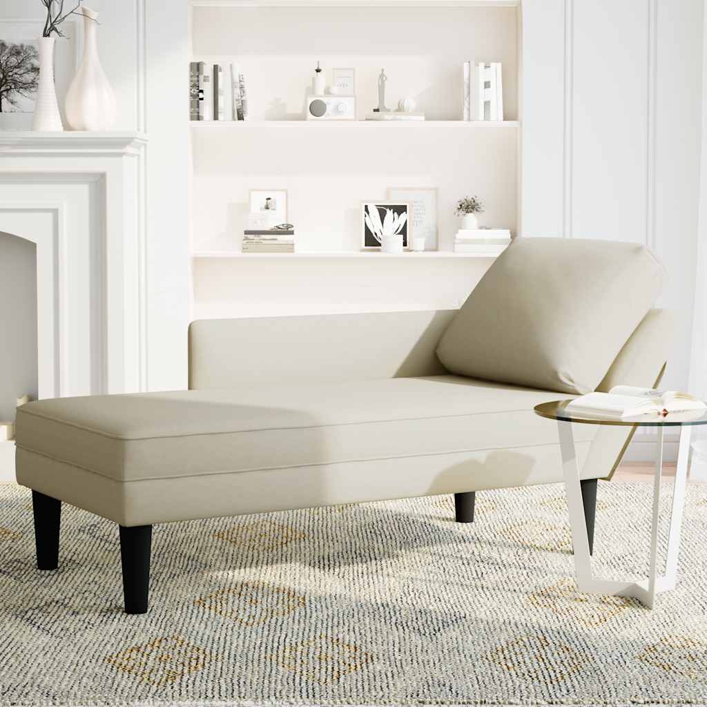 Chaise lounge c/ almofada/apoio de braços direito veludo creme