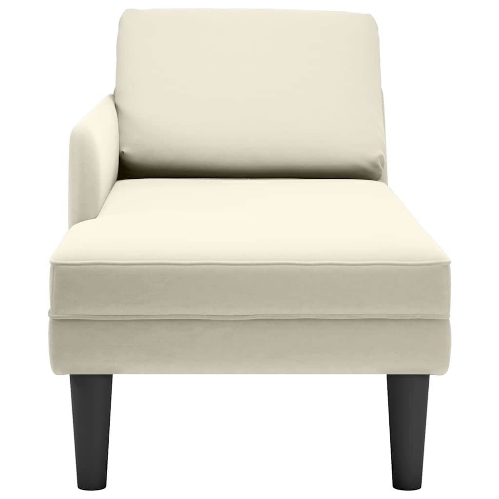 Chaise lounge c/ almofada/apoio de braços direito veludo creme