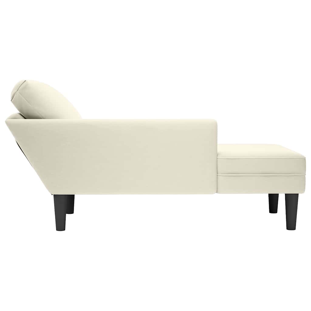 Chaise lounge c/ almofada/apoio de braços direito veludo creme