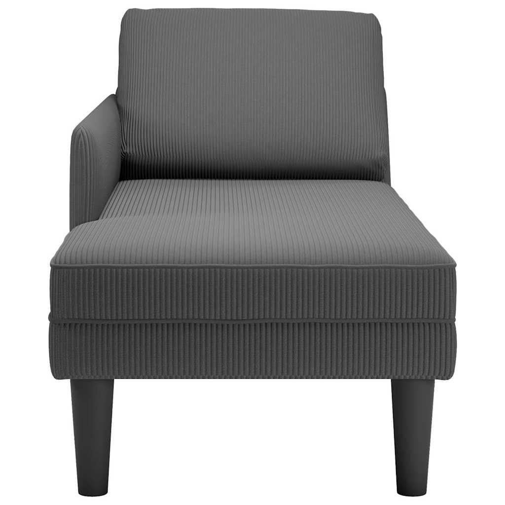 Chaise lounge com almofada tecido corduroy cinzento escuro