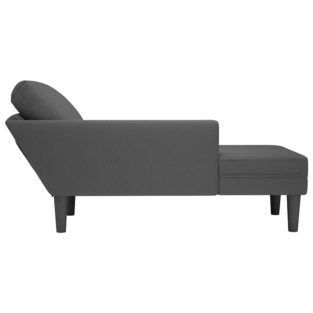 Chaise lounge com almofada tecido corduroy cinzento escuro