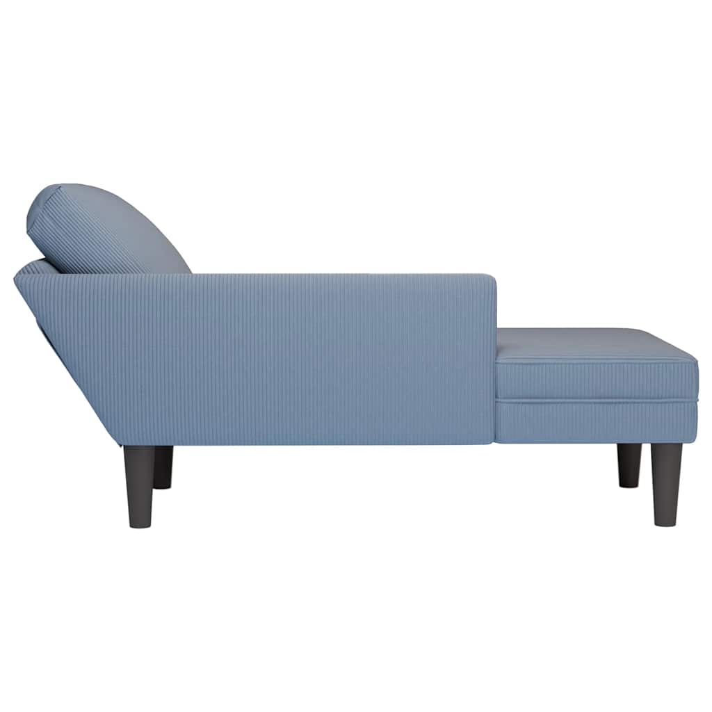 Chaise lounge com almofada tecido corduroy azul