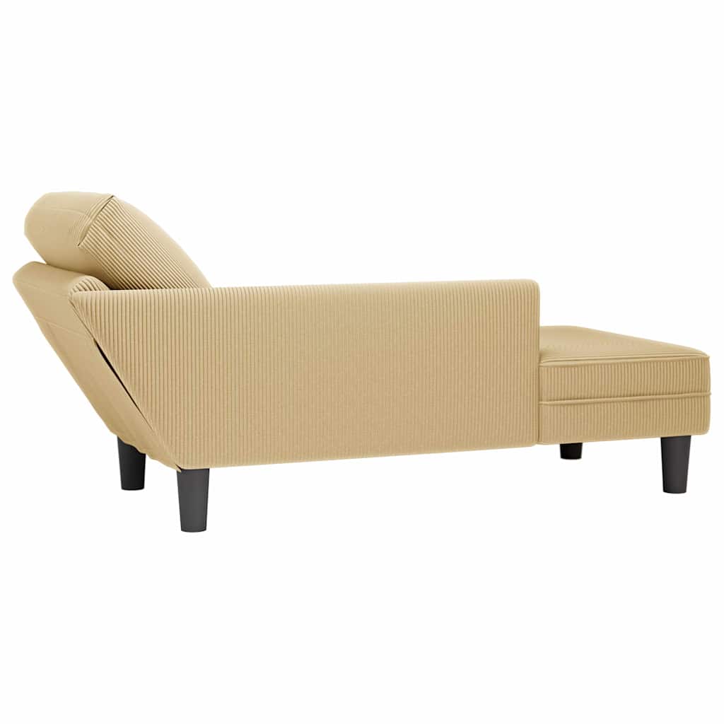 Chaise lounge com almofada tecido corduroy verde cinzento