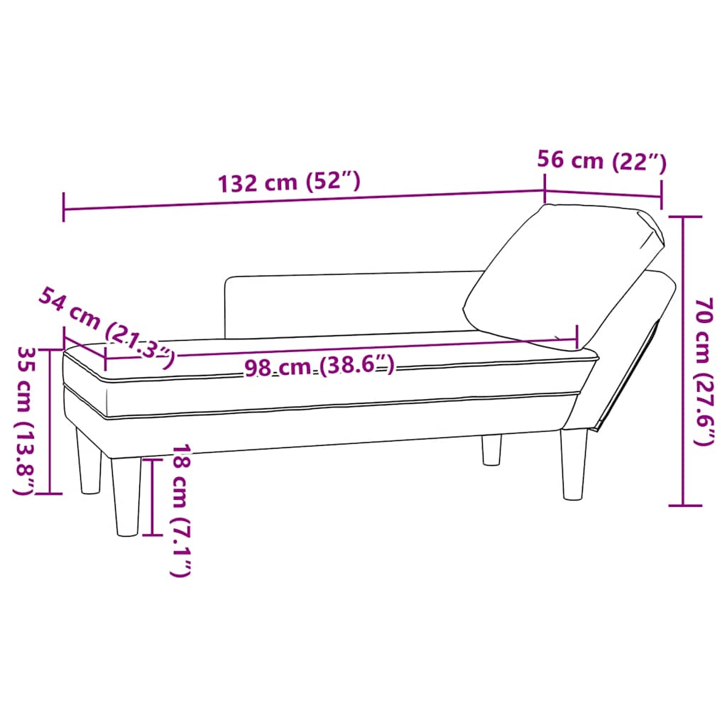 Chaise lounge com almofada tecido corduroy amarela claro