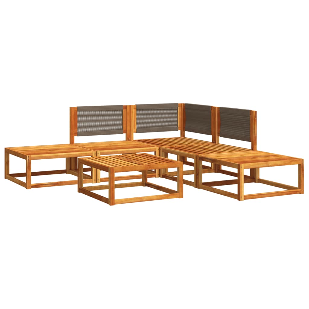 Conjunto de sofás de jardim vidaXL de 6 peças com almofadas de madeira de acácia e corda