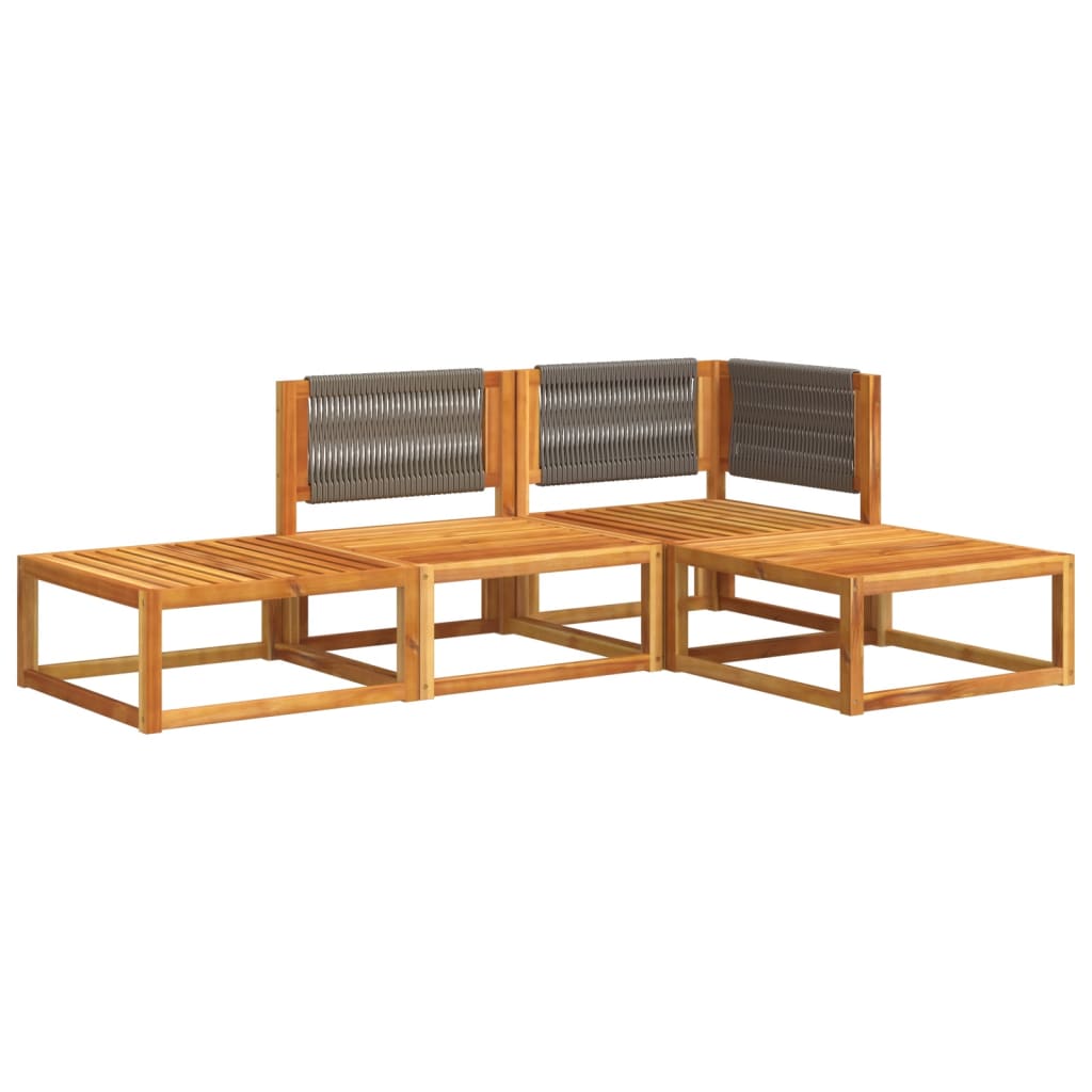 Conjunto de sofás de jardim vidaXL de 4 peças com almofadas de madeira de acácia e corda