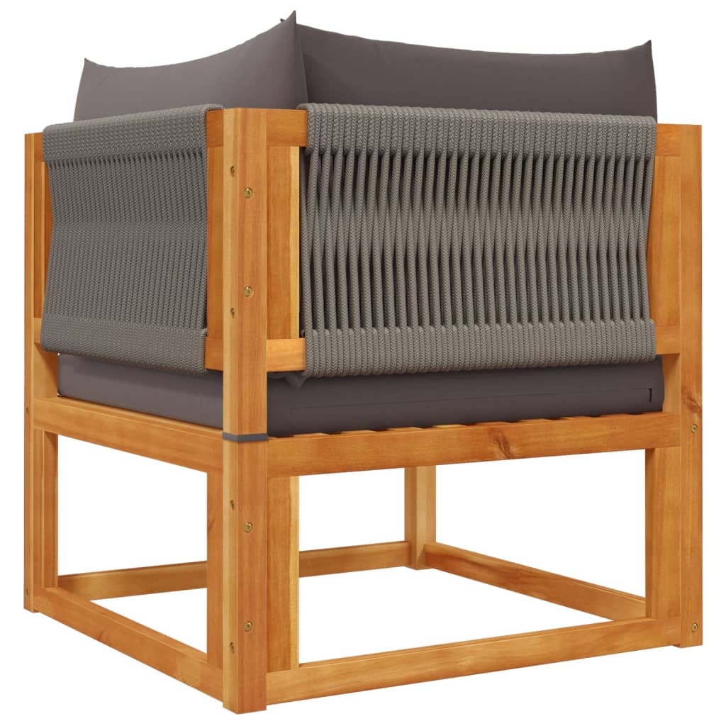 Conjunto de sofás de jardim vidaXL de 4 peças com almofadas de madeira de acácia e corda