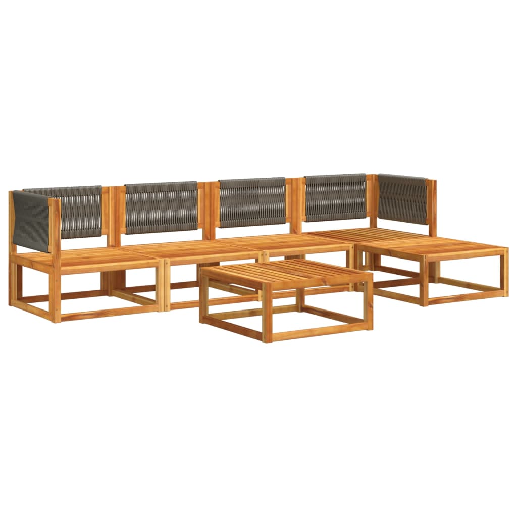 Conjunto de sofás de jardim vidaXL de 6 peças com almofadas de madeira de acácia e corda