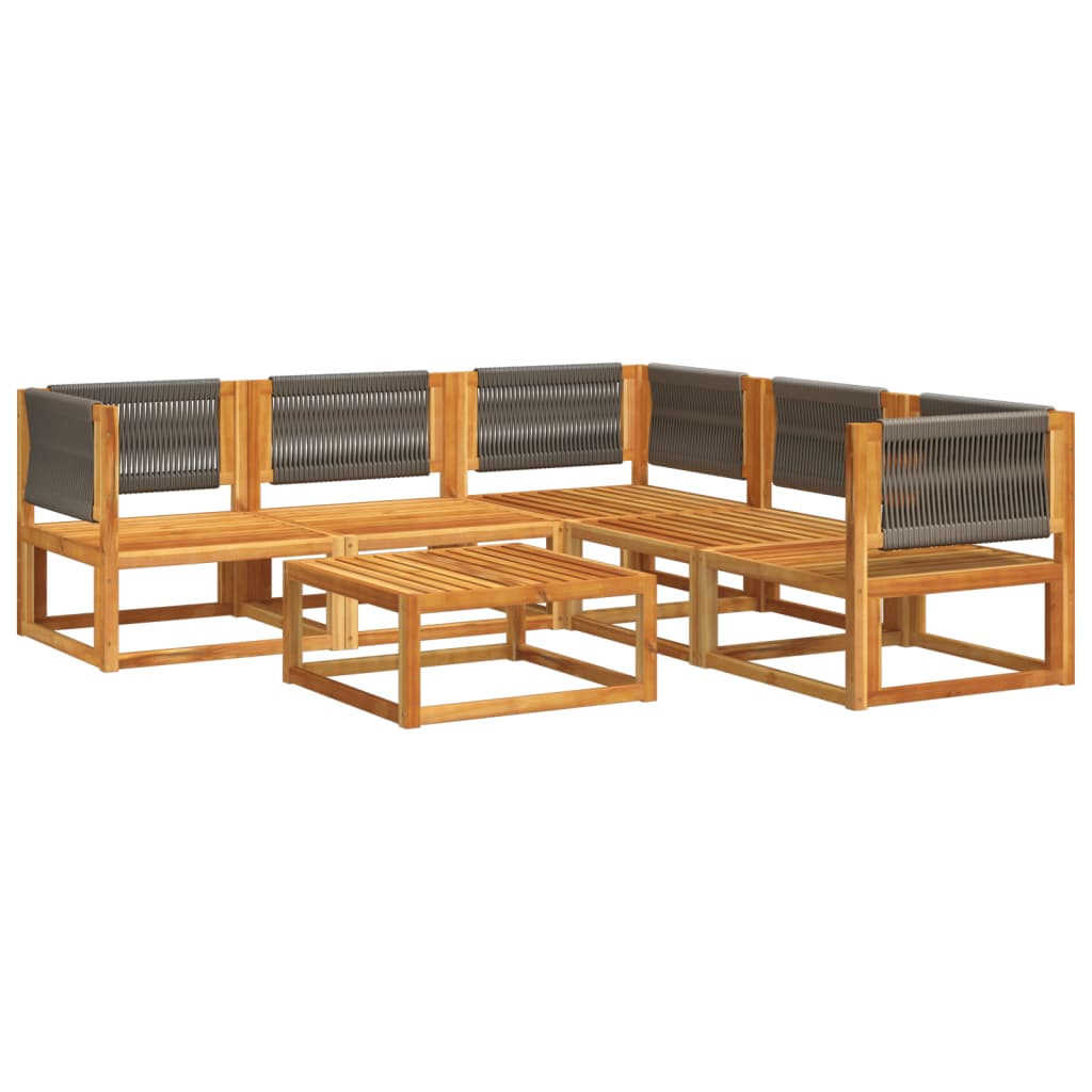 Conjunto de sofás de jardim vidaXL de 6 peças com almofadas de madeira de acácia e corda