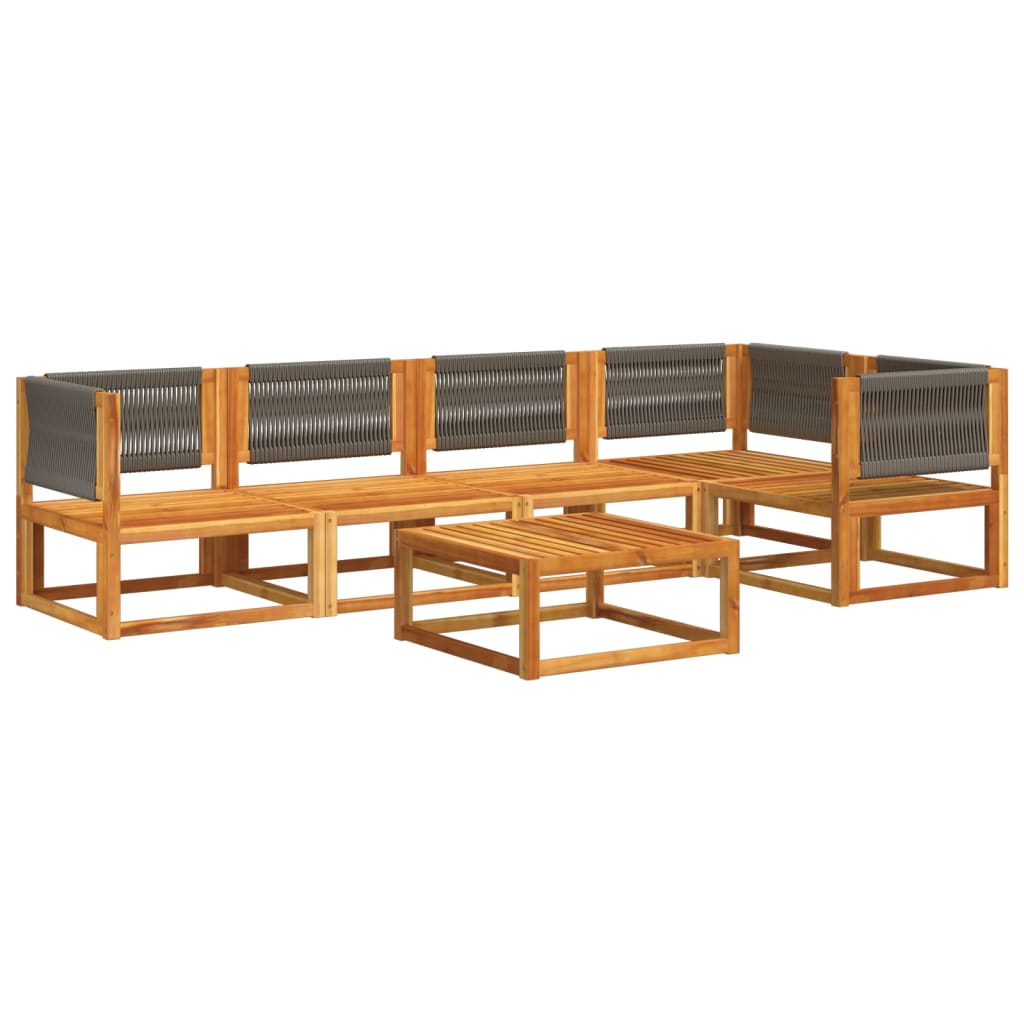 Conjunto de sofás de jardim vidaXL de 6 peças com almofadas de madeira de acácia e corda