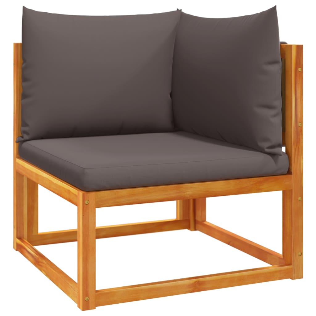 Conjunto de sofás de jardim vidaXL de 3 peças com almofadas de madeira de acácia e corda