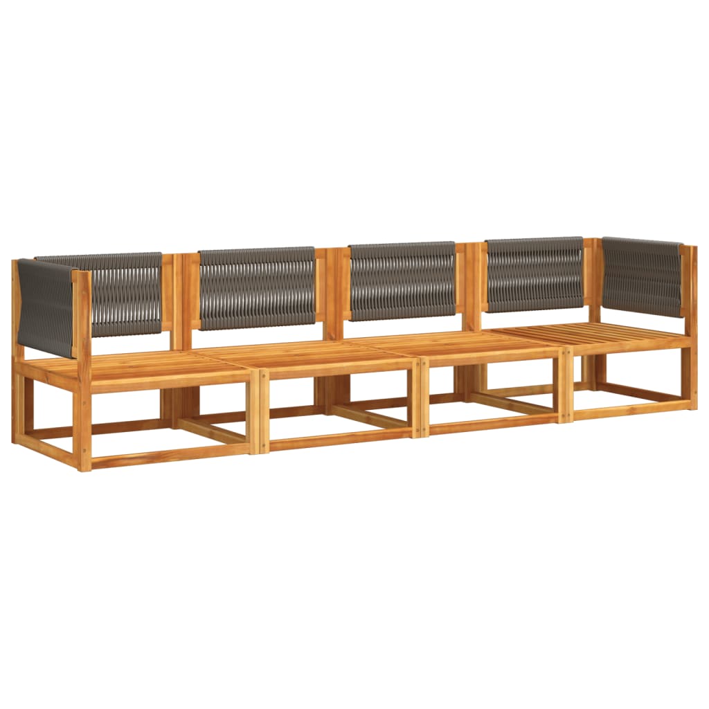 Conjunto de sofás de jardim vidaXL de 4 peças com almofadas de madeira de acácia e corda