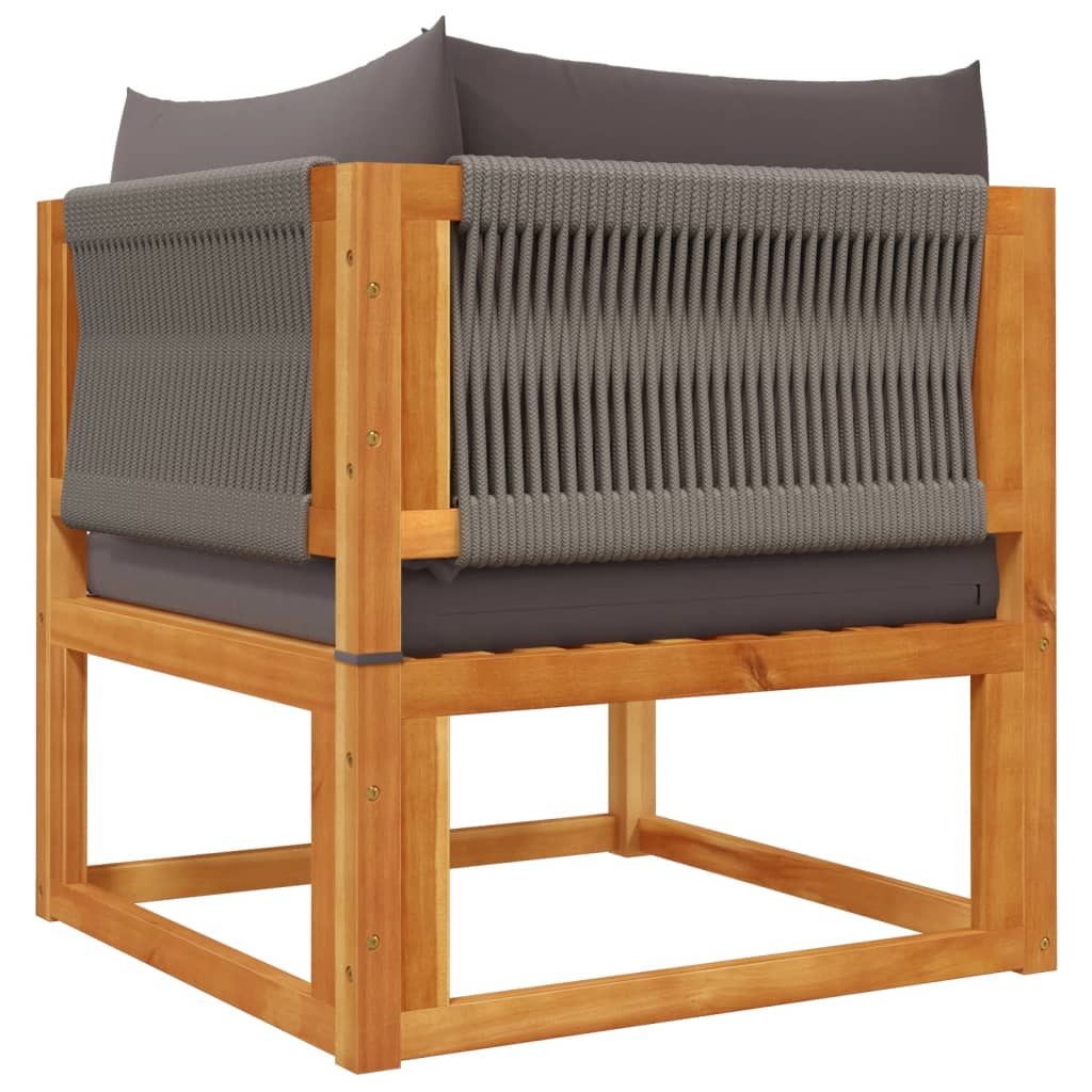 Conjunto de sofás de jardim vidaXL de 4 peças com almofadas de madeira de acácia e corda