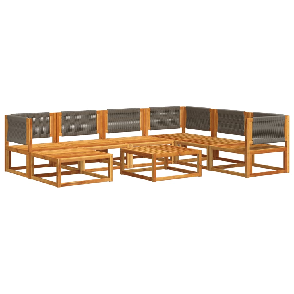 Conjunto de sofás de jardim vidaXL de 8 peças com almofadas de madeira de acácia e corda