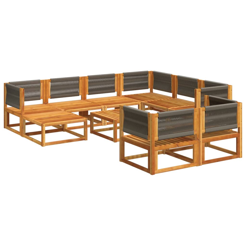 Conjunto de sofás de jardim vidaXL de 10 peças com almofadas de madeira de acácia e corda