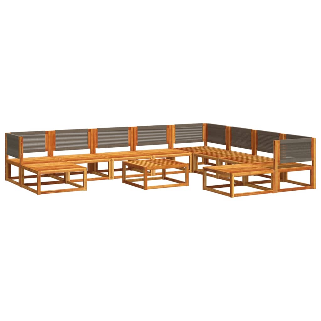 Conjunto de sofás de jardim vidaXL de 11 peças com almofadas de madeira de acácia e corda