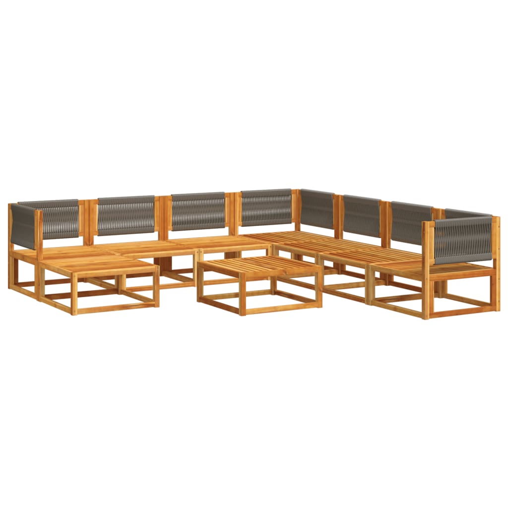 Conjunto de sofás de jardim vidaXL de 9 peças com almofadas de madeira de acácia e corda