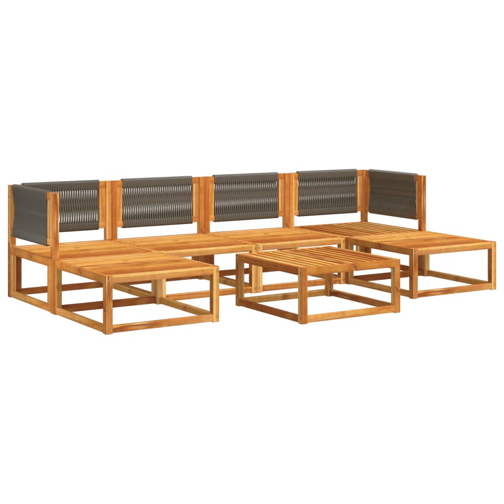Conjunto de sofás de jardim vidaXL de 7 peças com almofadas de madeira de acácia e corda