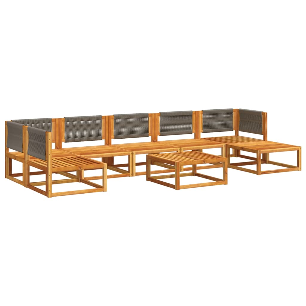 Conjunto de sofás de jardim vidaXL de 8 peças com almofadas de madeira de acácia e corda