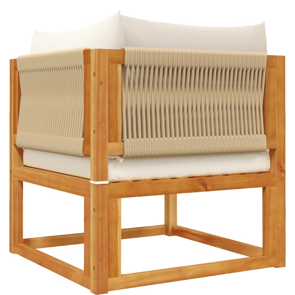 Conjunto de sofás de jardim vidaXL de 4 peças com almofadas de madeira de acácia e corda