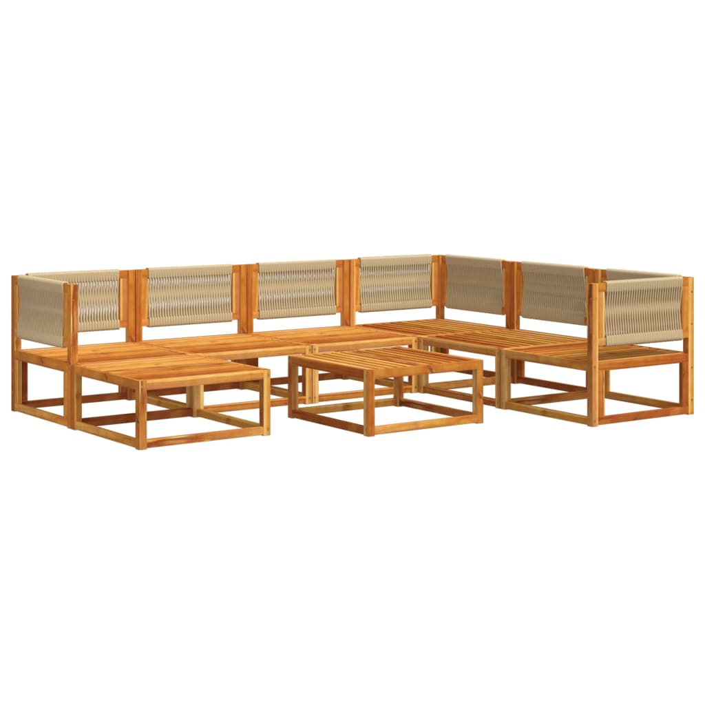 Conjunto de sofás de jardim vidaXL de 8 peças com almofadas de madeira de acácia e corda