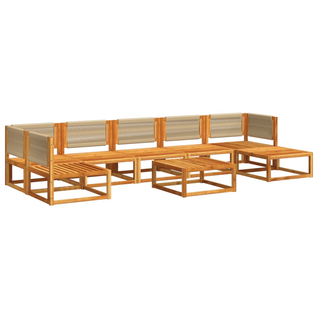 Conjunto de sofás de jardim vidaXL de 8 peças com almofadas de madeira de acácia e corda