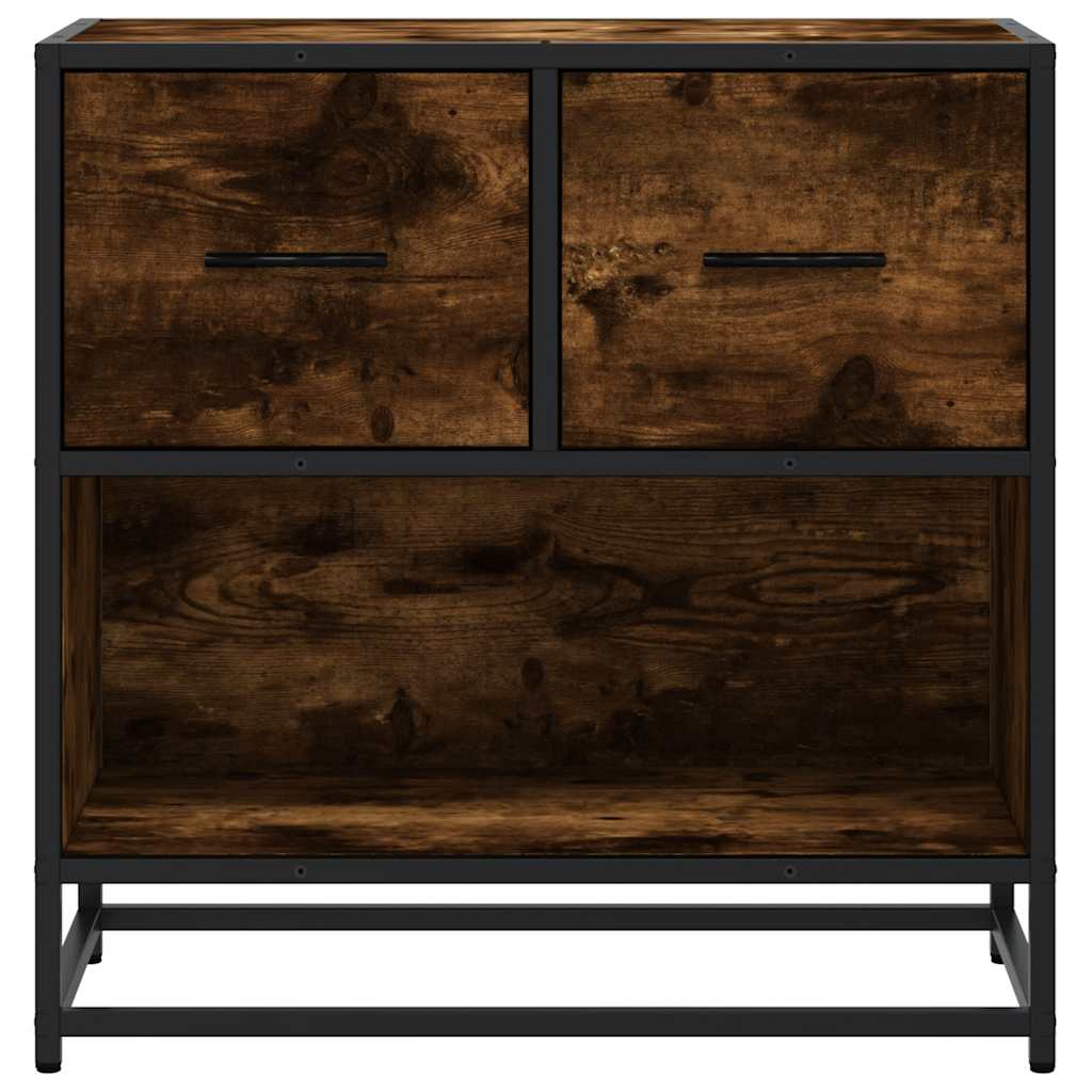 Mesa de cabeceira em carvalho fumado 60x31x60cm madeira e metal