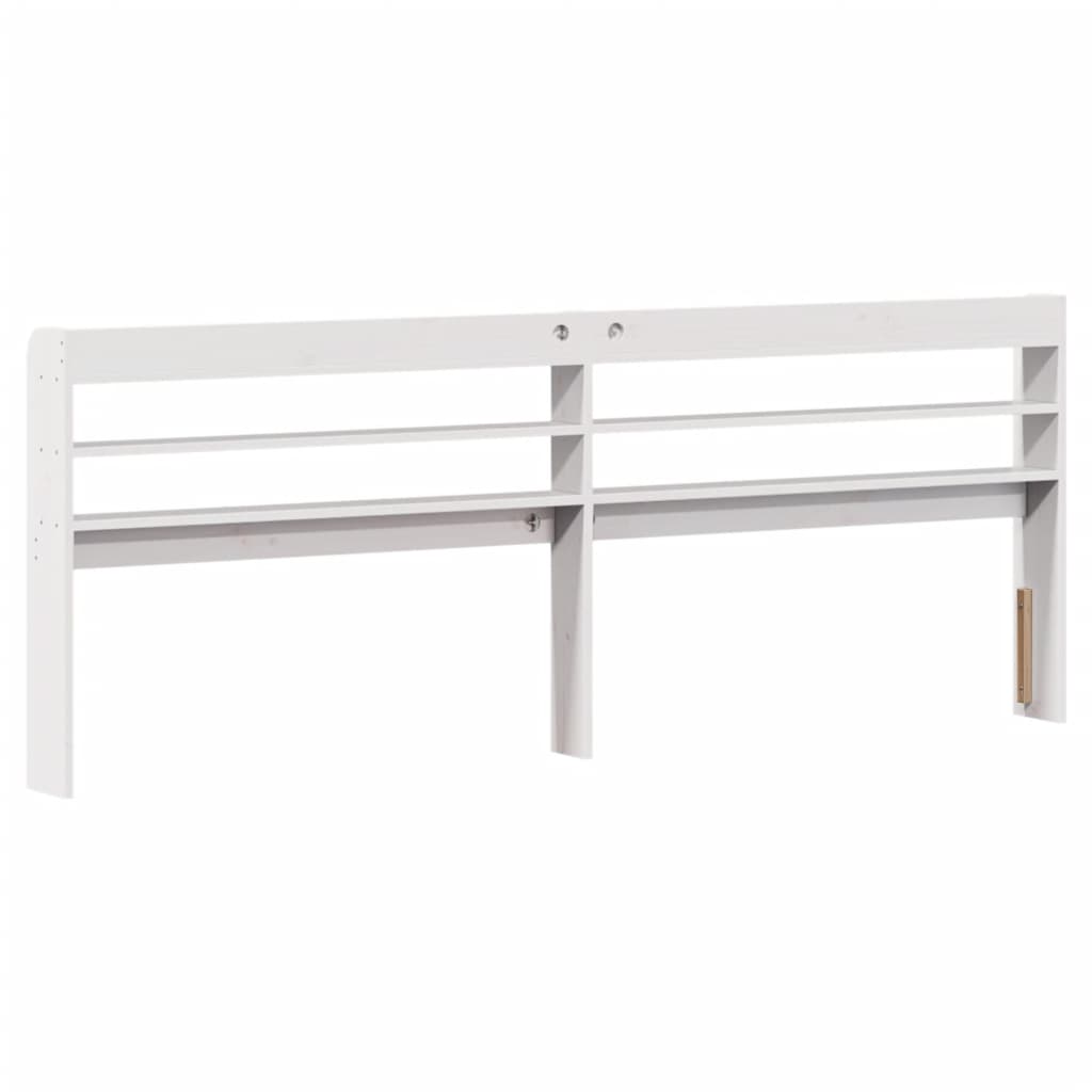 Cabeceira com prateleiras 180 cm madeira de pinho maciça branco