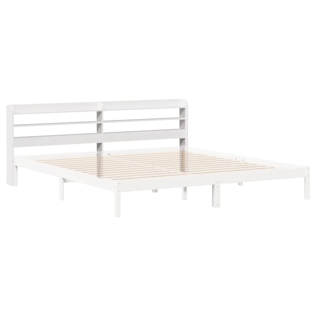 Cabeceira com prateleiras 180 cm madeira de pinho maciça branco