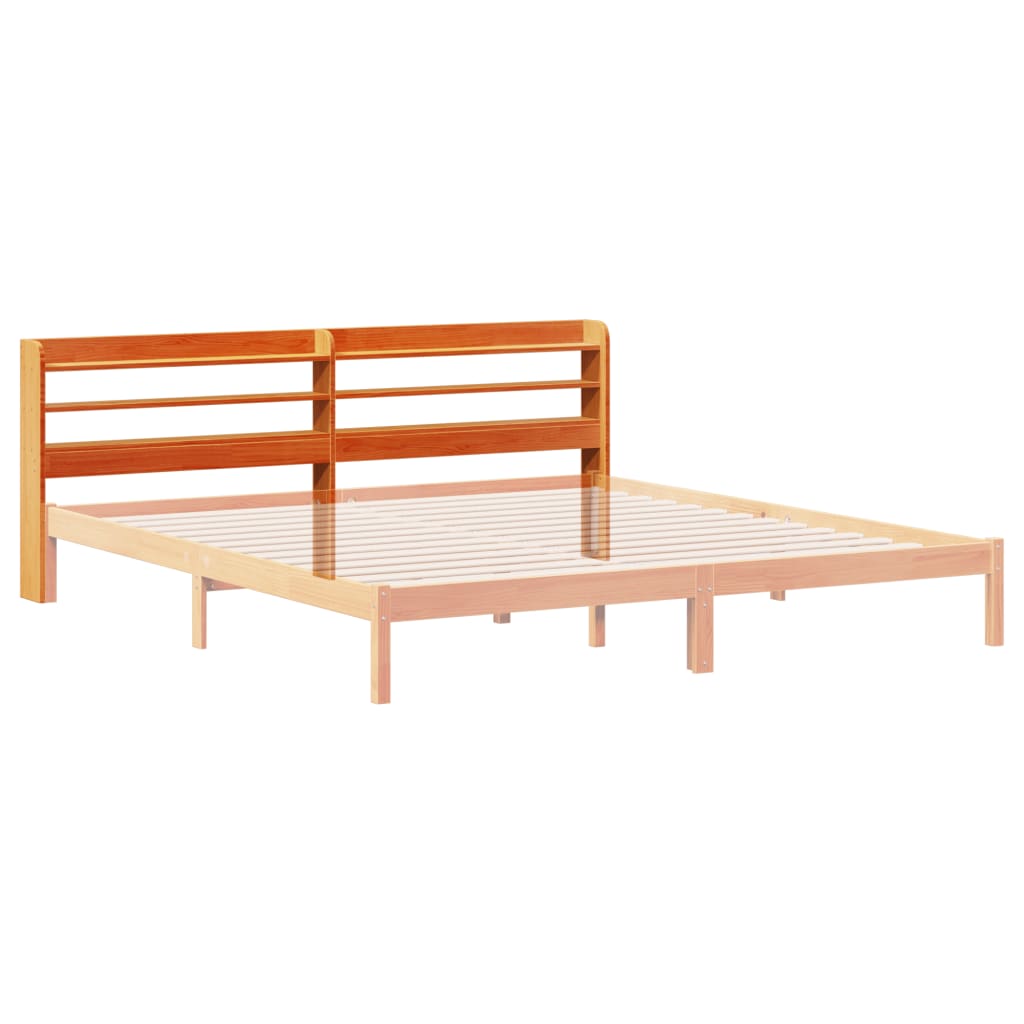 Cabeceira com prateleiras 180 cm pinho maciço castanho-mel