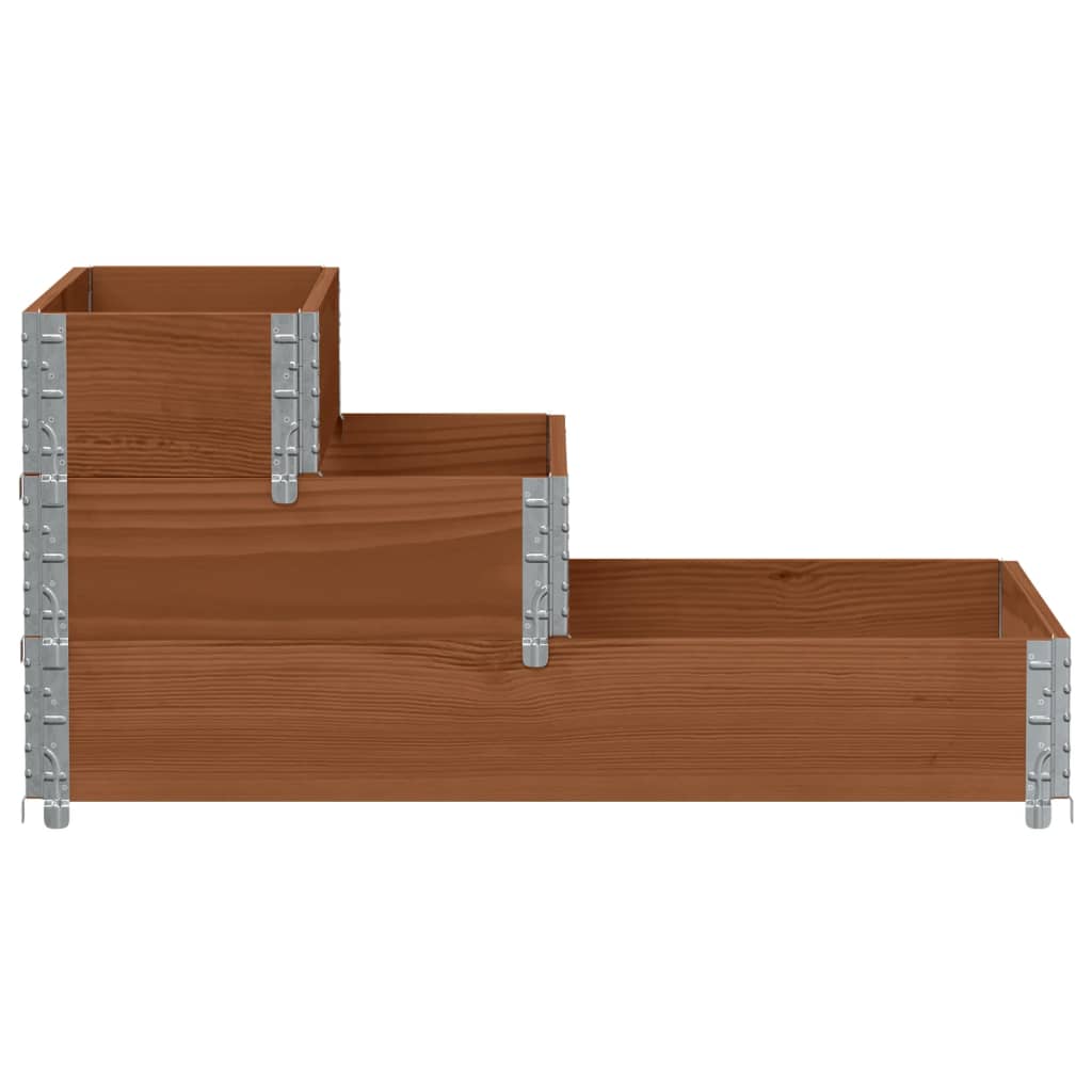 Canteiro elevado de 3 níveis 120x80 cm pinho maciço castanho