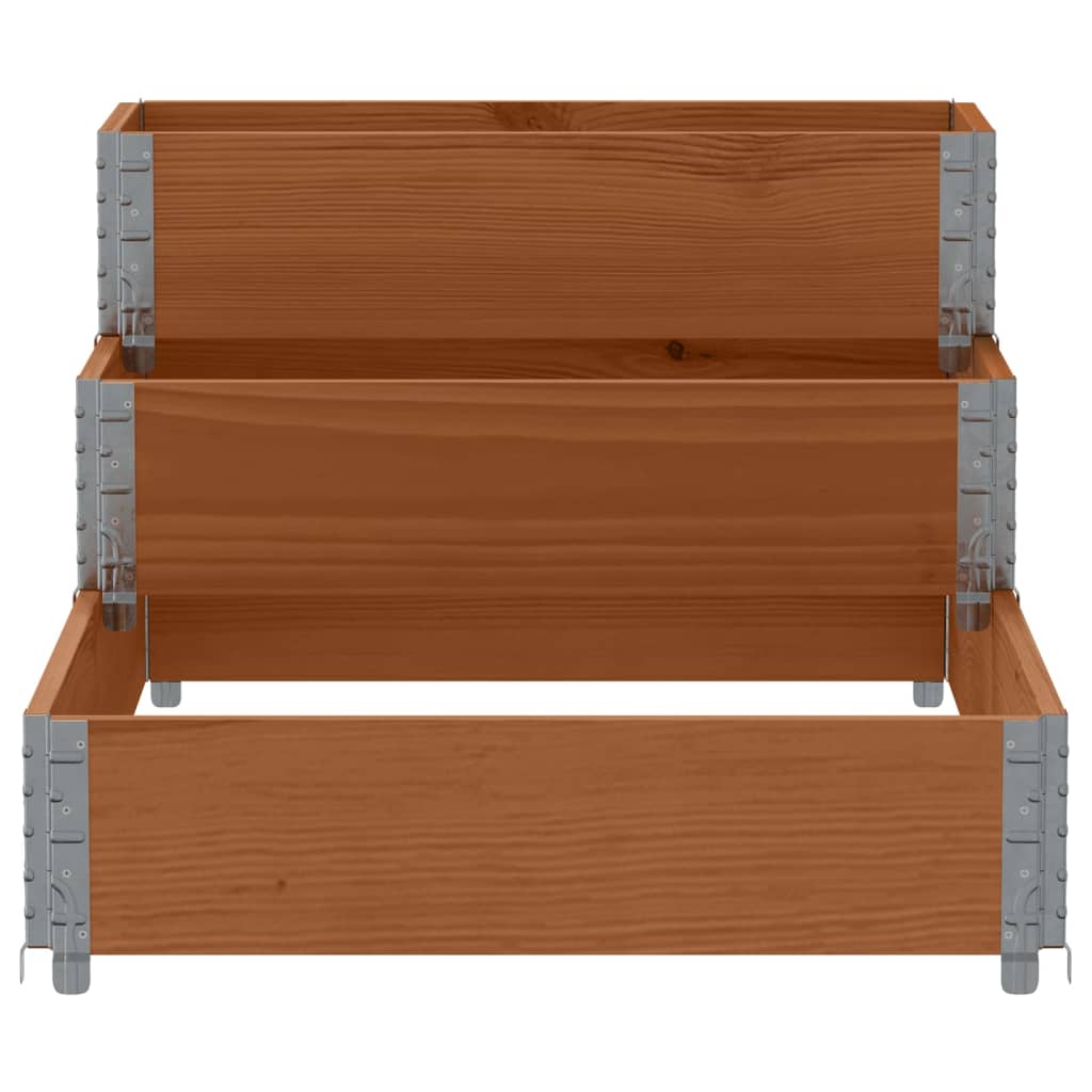 Canteiro elevado de 3 níveis 120x80 cm pinho maciço castanho
