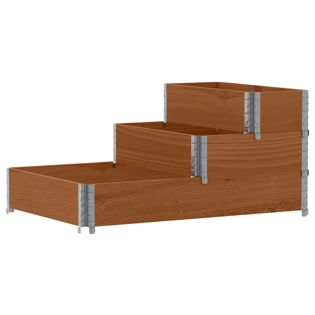 Canteiro elevado de 3 níveis 120x80 cm pinho maciço castanho