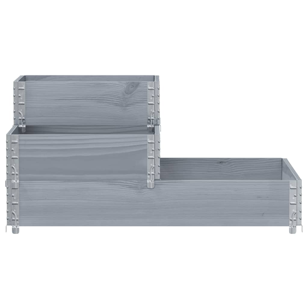 Canteiro elevado de 3 níveis 120x80 cm pinho maciço cinzento