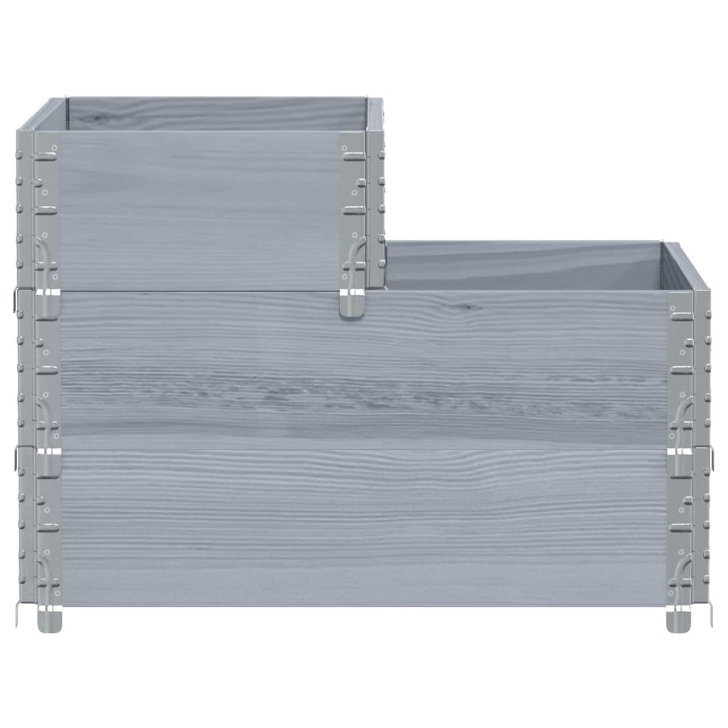 Canteiro elevado de 3 níveis 120x80 cm pinho maciço cinzento