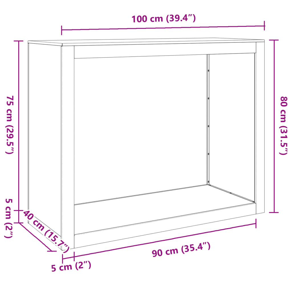 Rack Lenha 100x40x80 cm aço resistente às intempéries