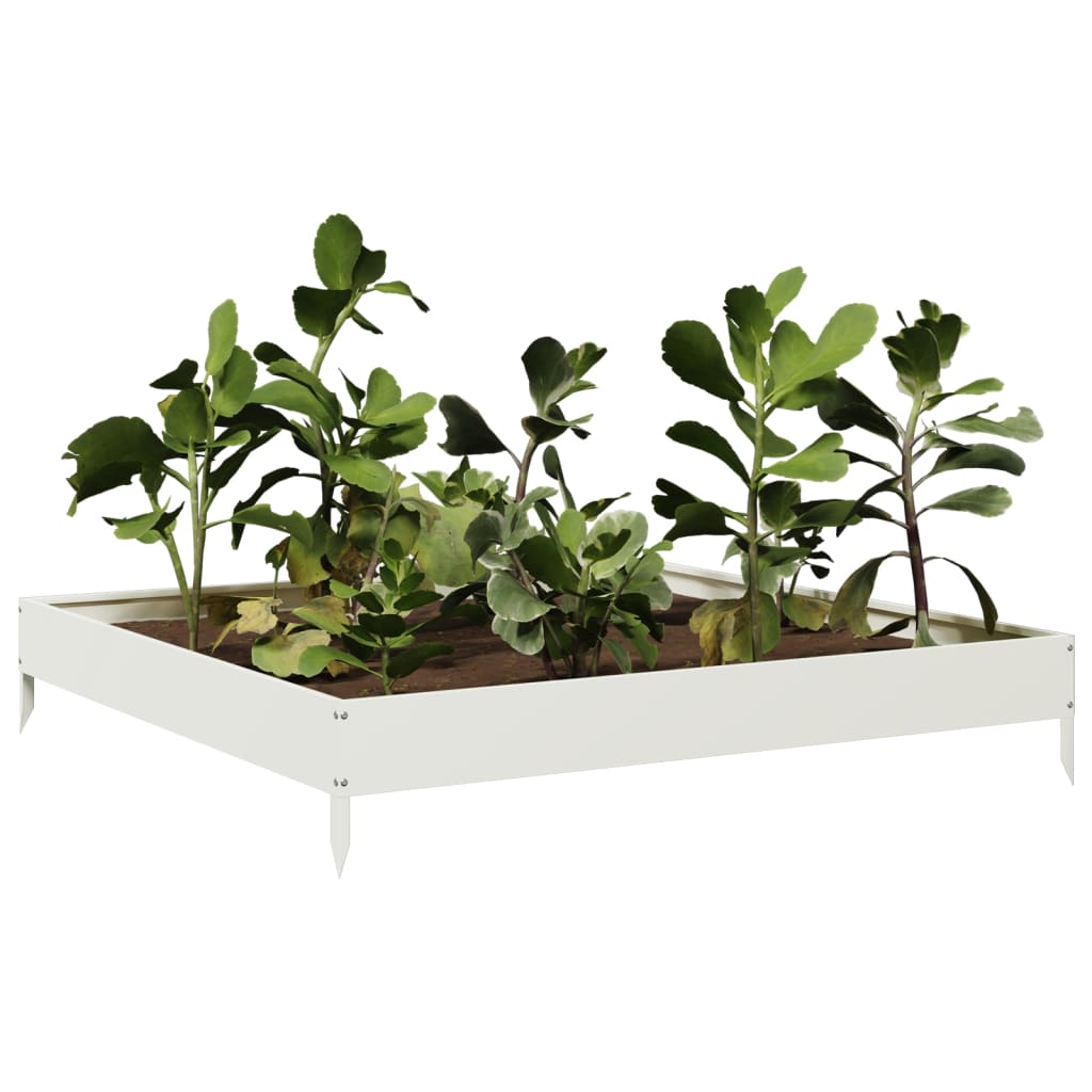 Canteiro elevado de jardim 100x100x18,5 cm aço branco