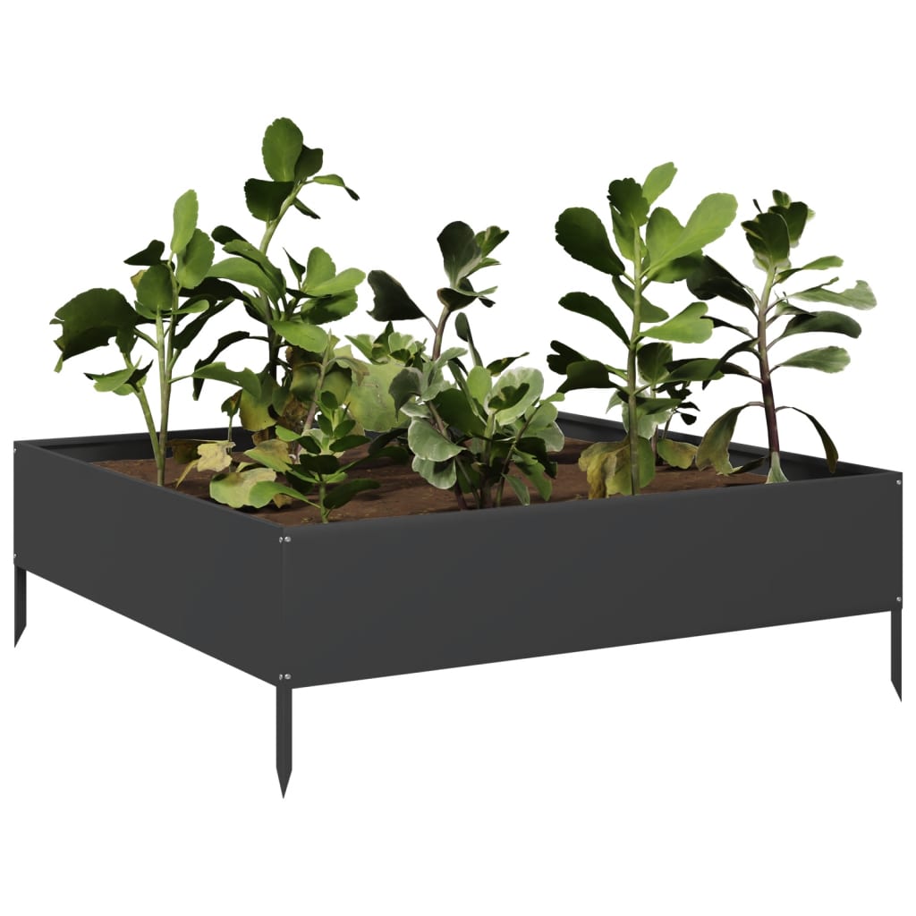 Canteiro elevado de jardim 100x100x33,5 cm aço preto